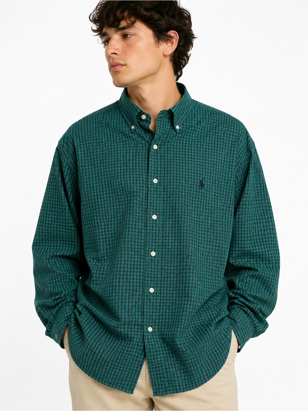 Vintage Ralph Lauren Blake Plaid Button Down Oversized Shirt M Relaxed